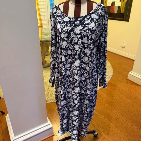 Lands' End Women's Plus Size 100% Cotton Long Sleeve Midcalf Nightgown 1XL/16-18 - Picture 11 of 11